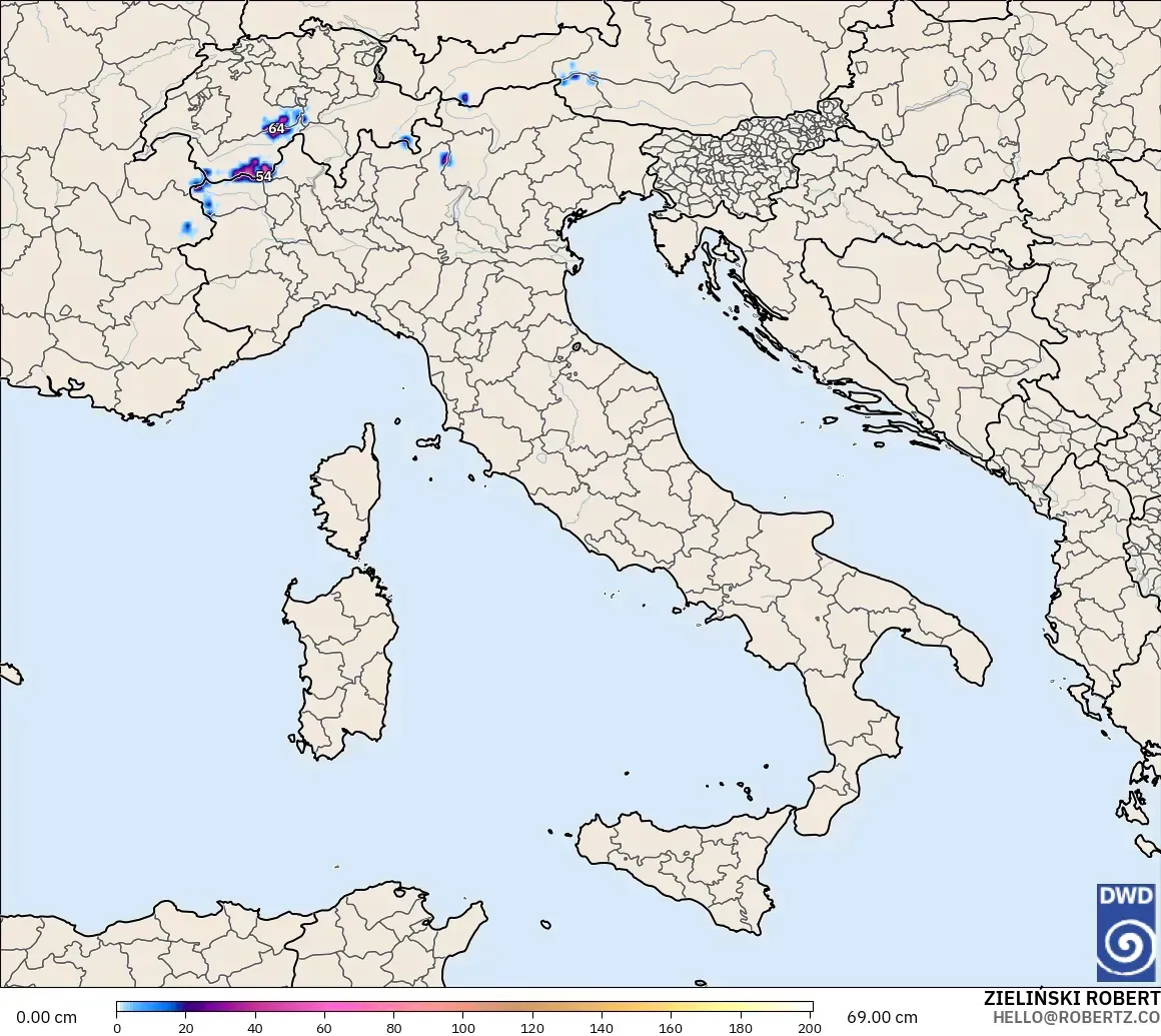 ICON modelo - Italy, Snow Depth
