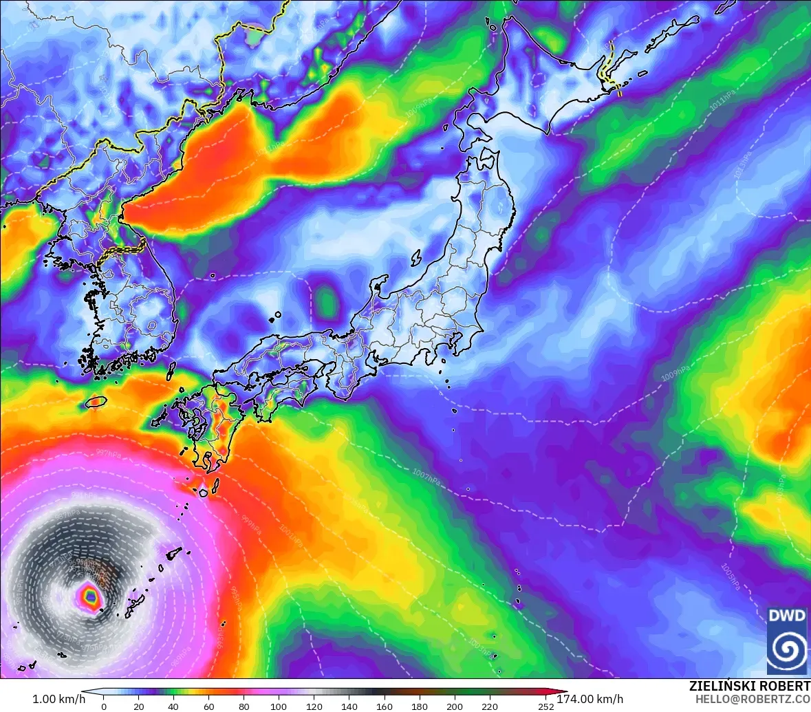 ICON modelo - Japan, Wind Gusts