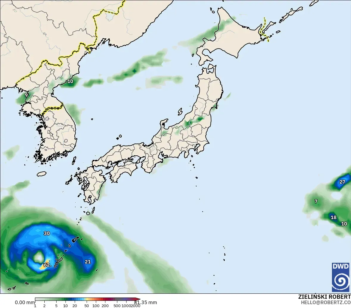 ICON modelo - Japan, Precipitation Accumulation