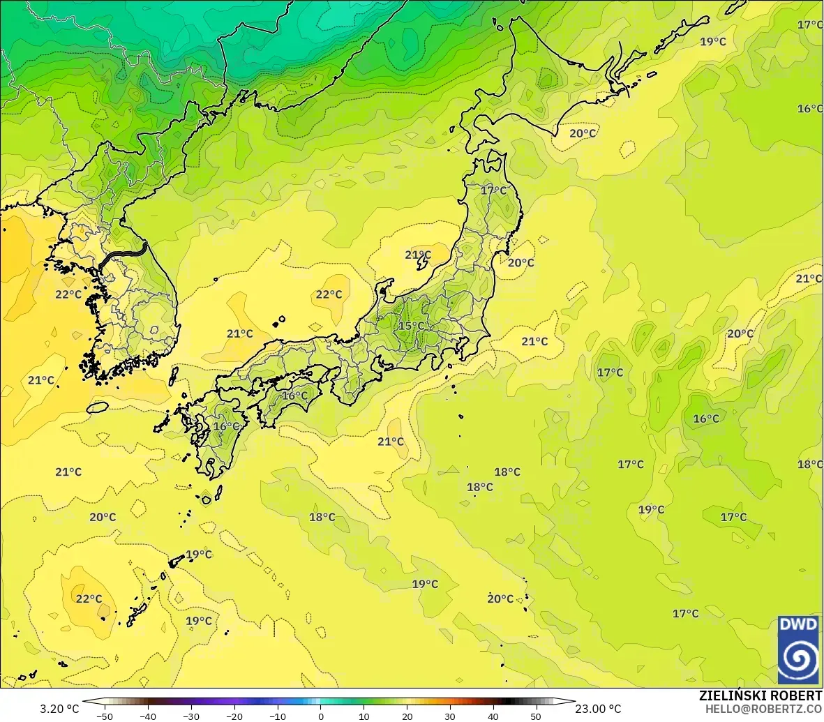 ICON modelo - Japan, Temperature at 850hPa