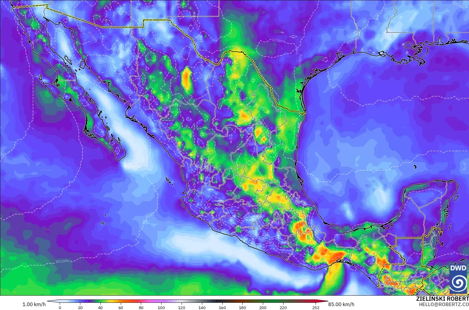 ICON modelo - Mexico, Wind Gusts