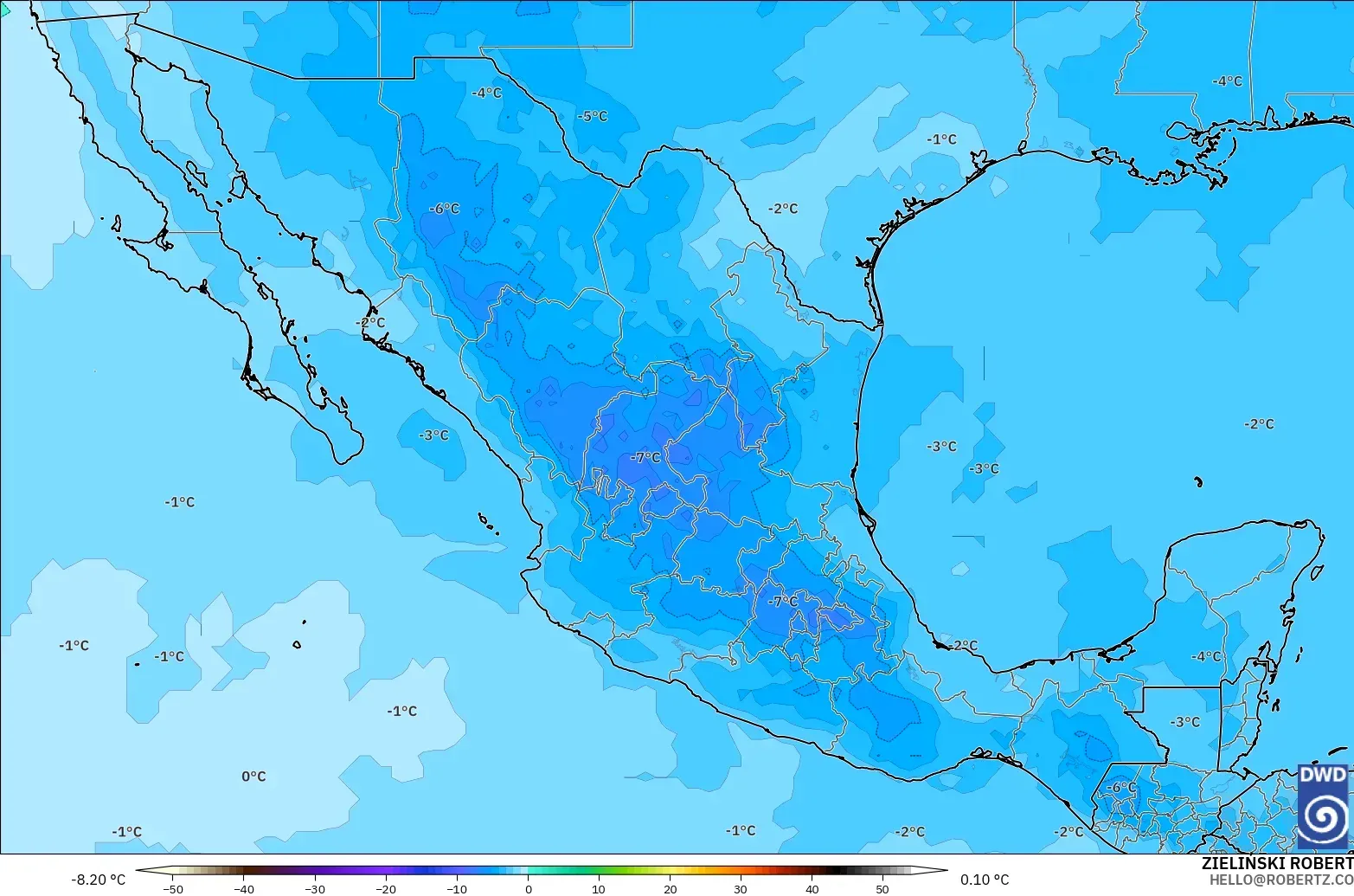 ICON modelo - Mexico, Temperature at 500hPa