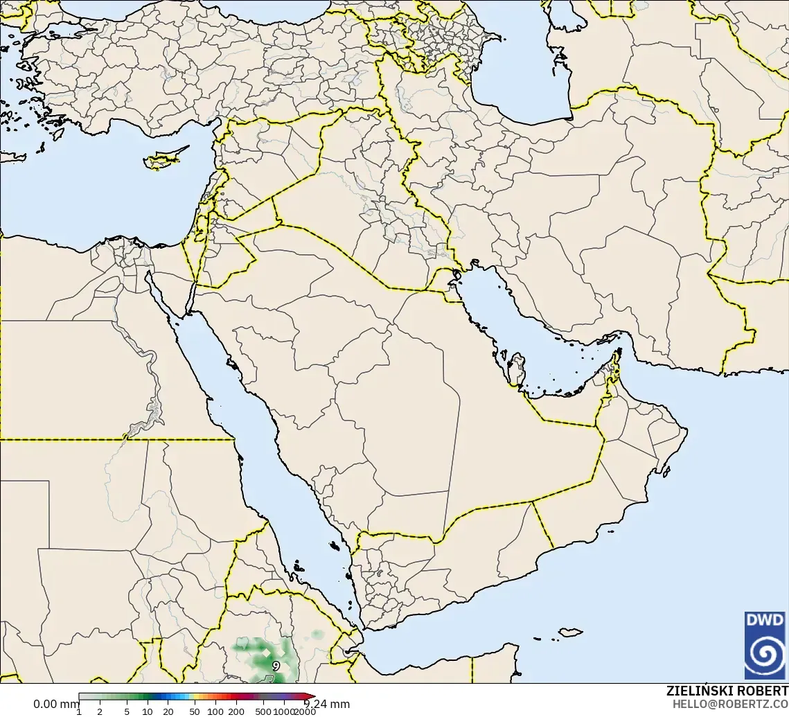 ICON modelo - Middle East, Precipitation Accumulation