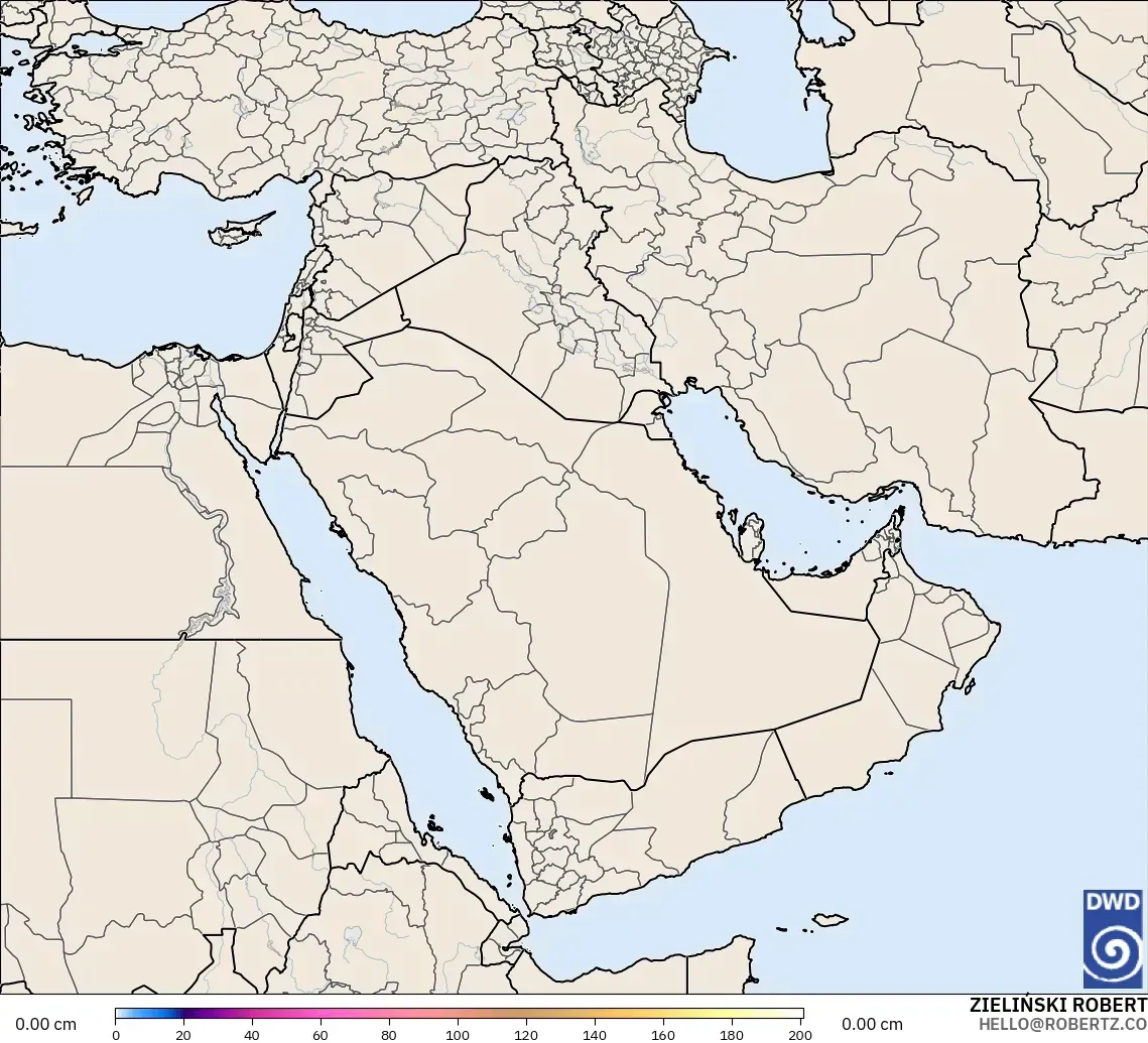 ICON modelo - Middle East, Snow Depth