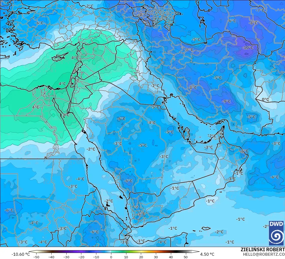 ICON modelo - Middle East, Temperature at 500hPa
