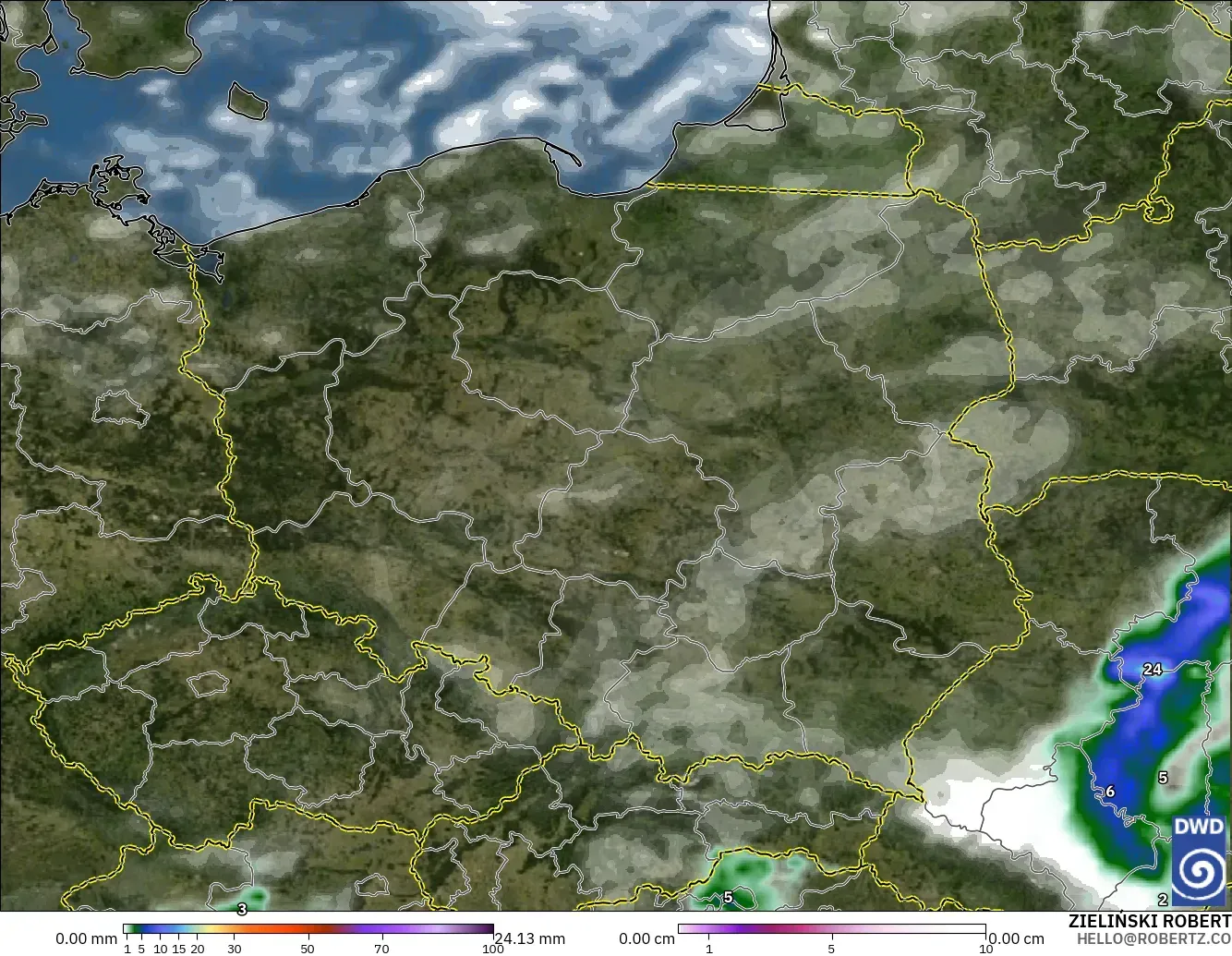 ICON modelo - Poland, Precipitation, Clouds, and Pressure
