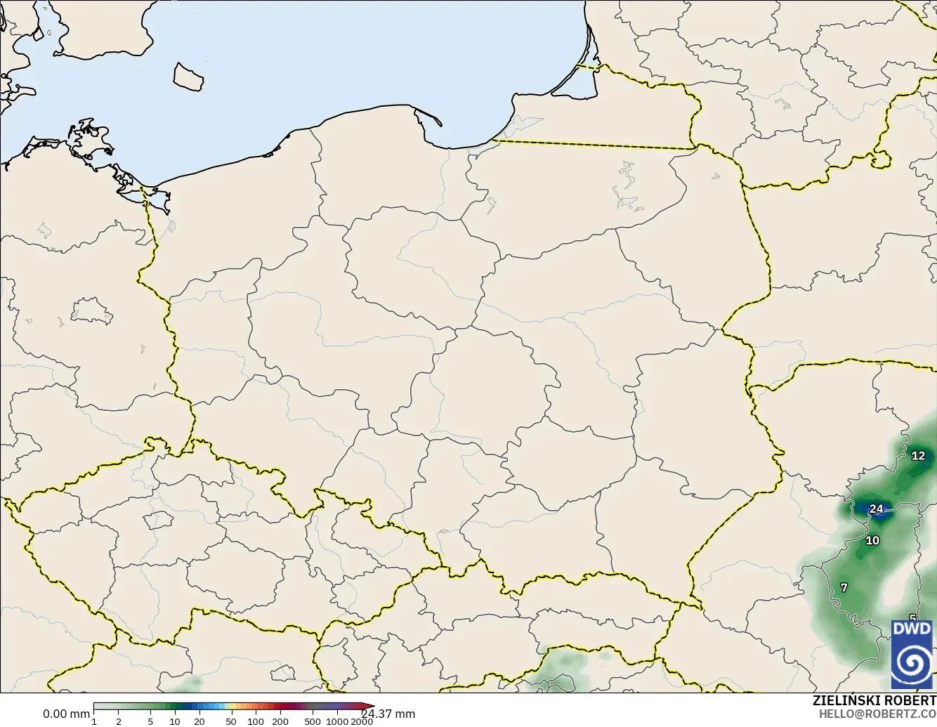 ICON modelo - Poland, Precipitation Accumulation