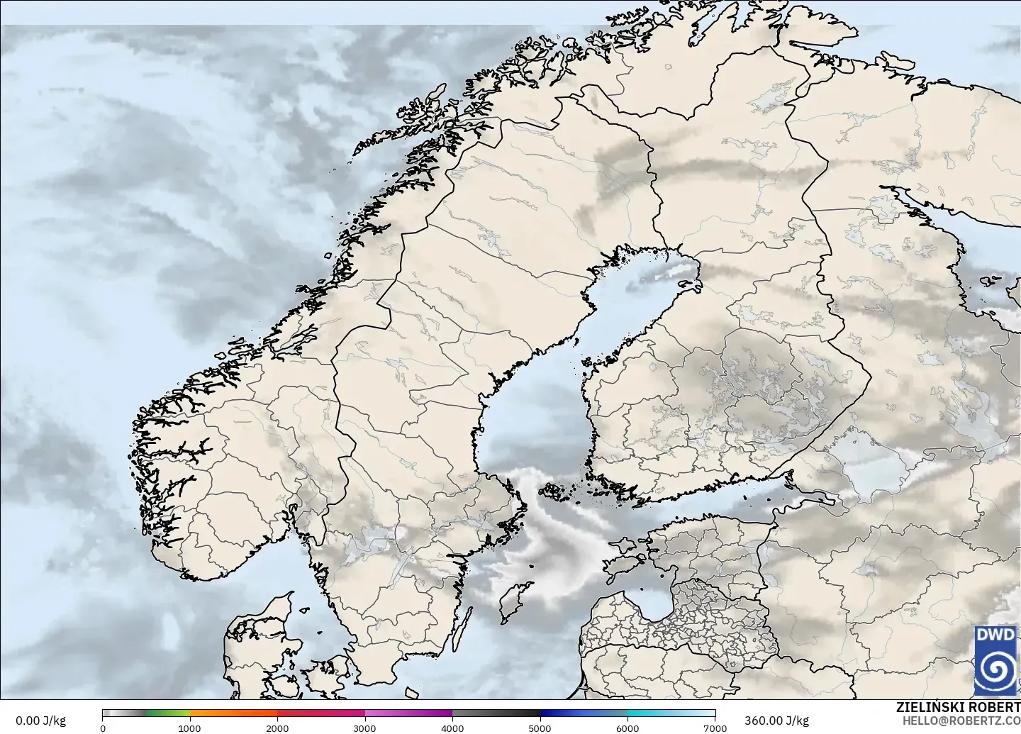 ICON modelo - Scandinavia, CAPE