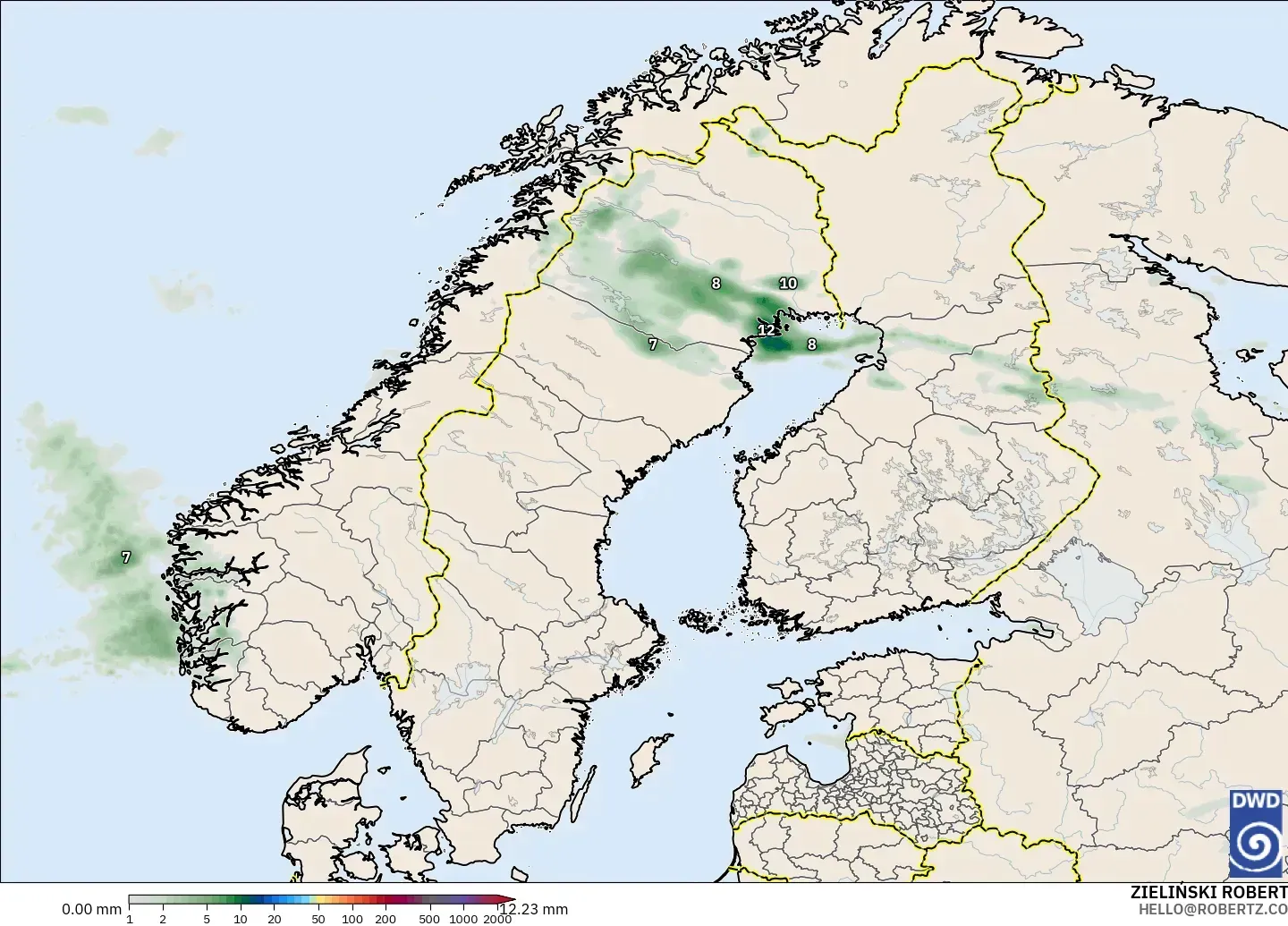 ICON modelo - Scandinavia, Precipitation Accumulation