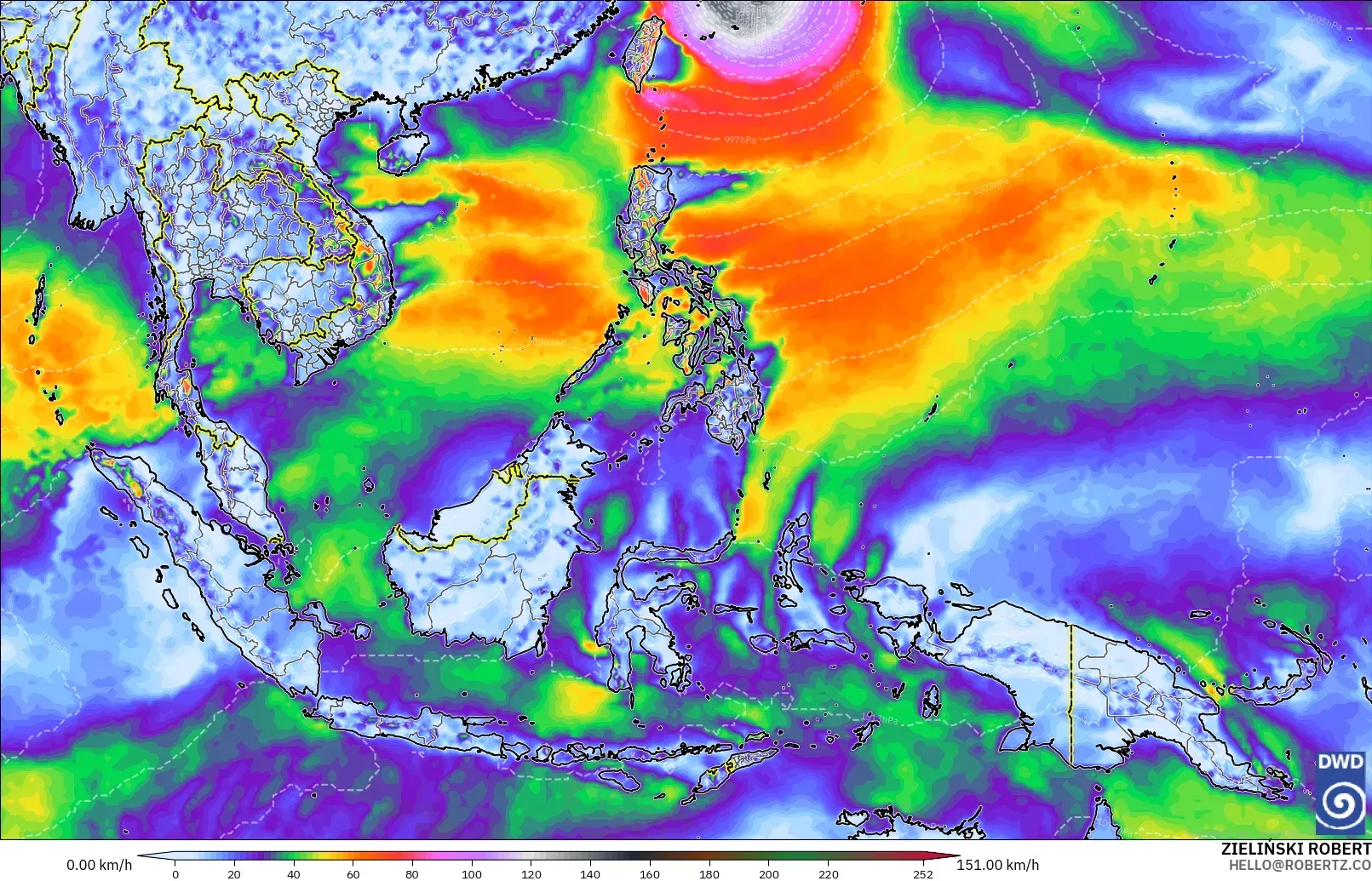 ICON modelo - South East Asia, Wind Gusts