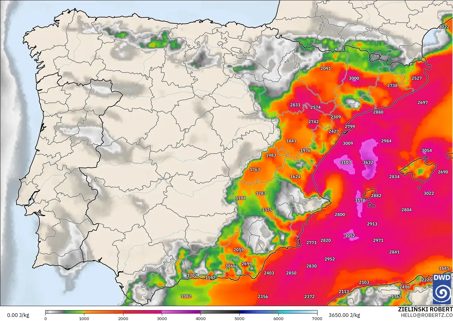 ICON modelo - Spain, CAPE