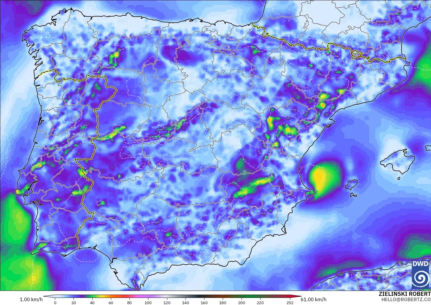 ICON modelo - Spain, Wind Gusts Peak
