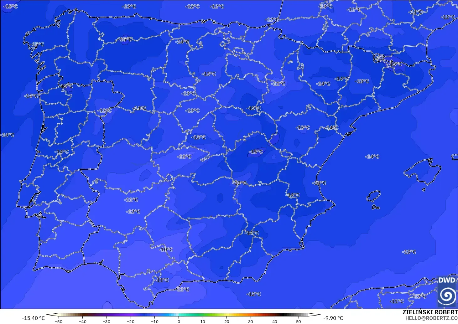 ICON modelo - Spain, Temperature at 500hPa
