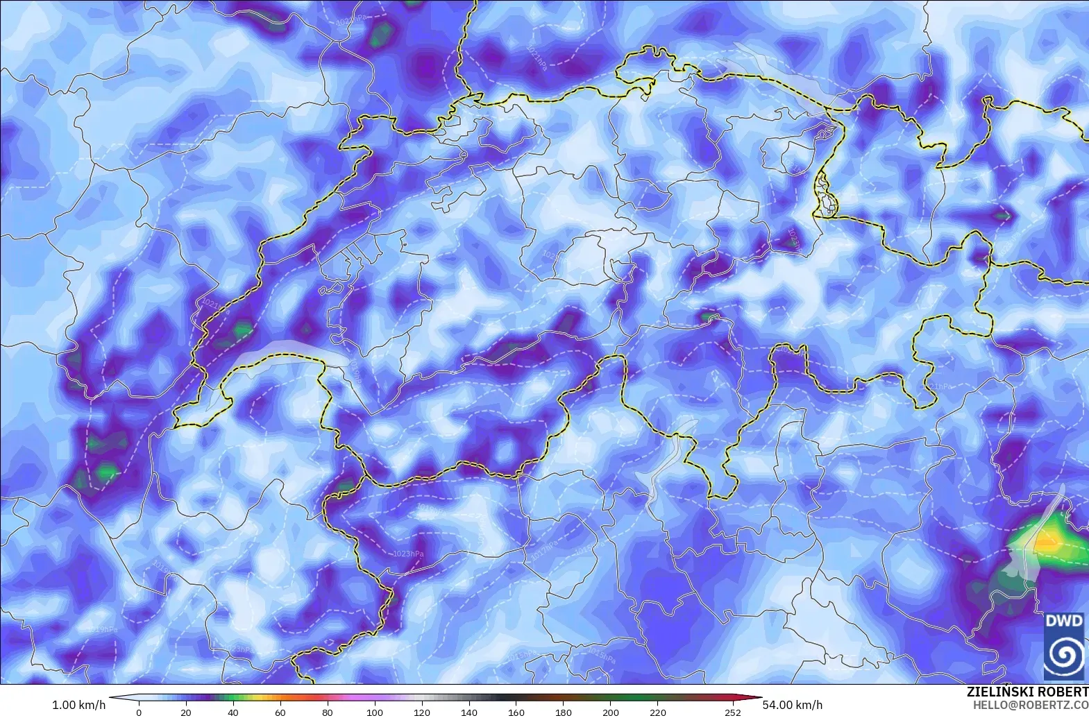 ICON modelo - Switzerland, Wind Gusts