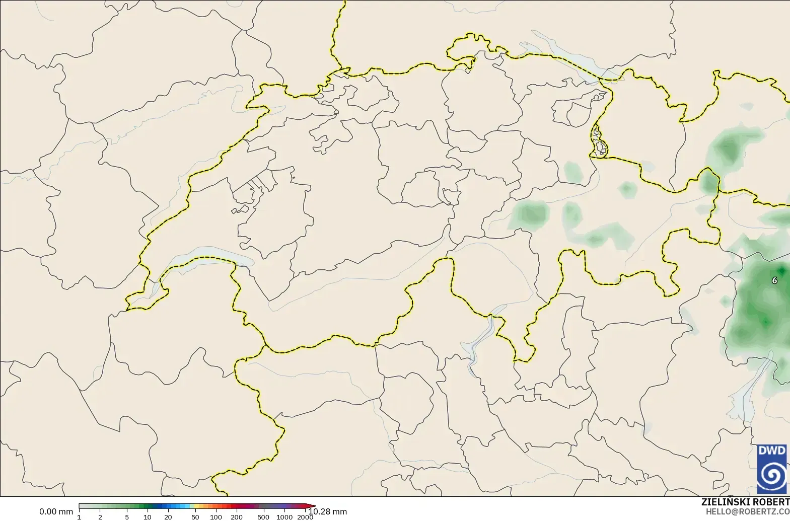 ICON modelo - Switzerland, Precipitation Accumulation