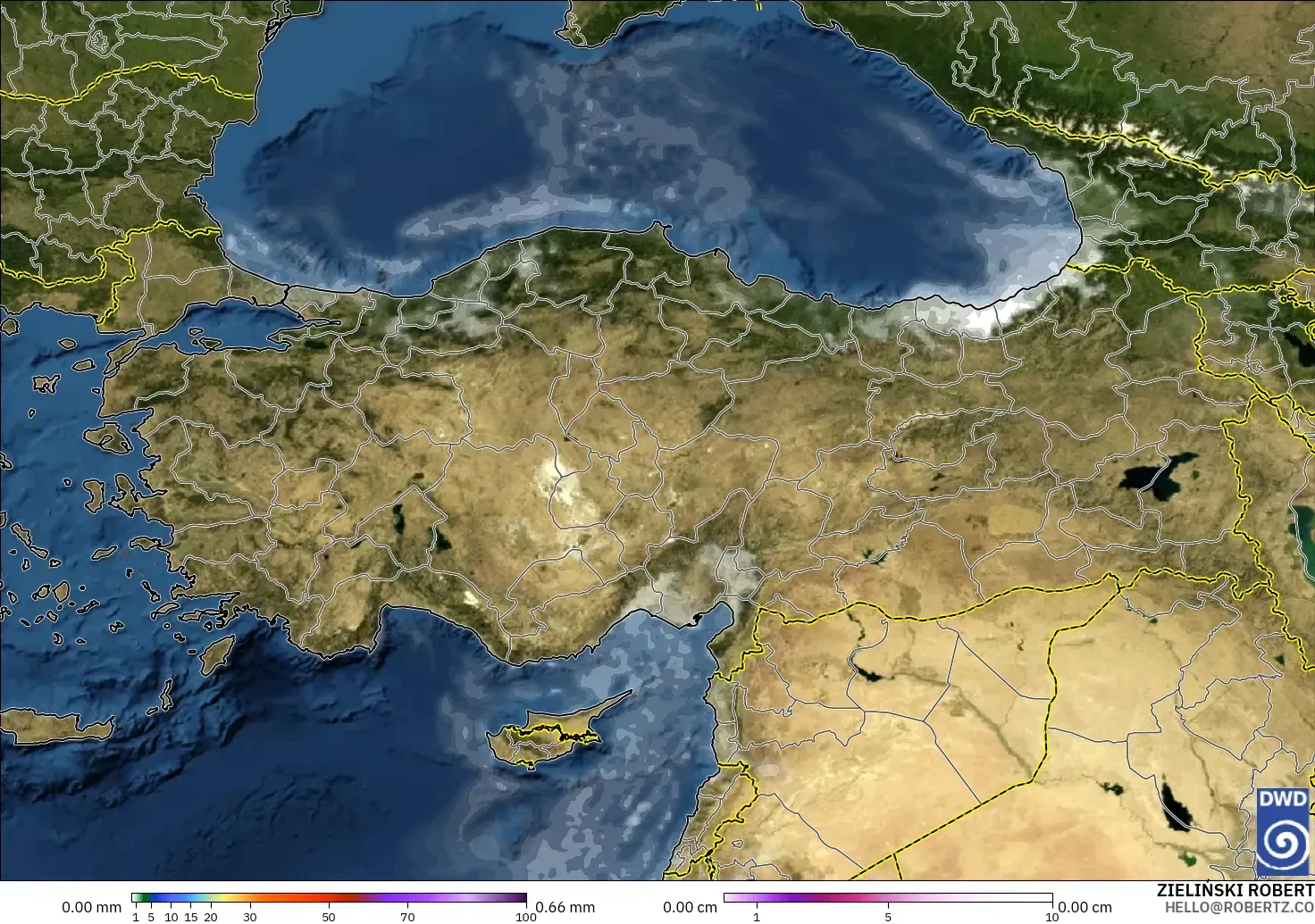 ICON modelo - Turkey, Precipitation, Clouds, and Pressure