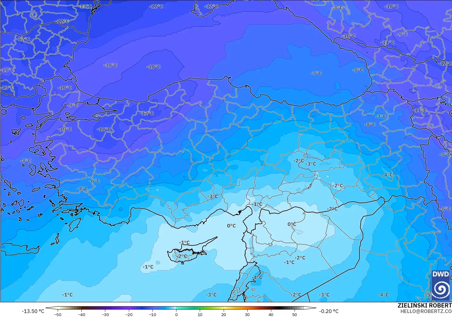 ICON modelo - Turkey, Temperature at 500hPa