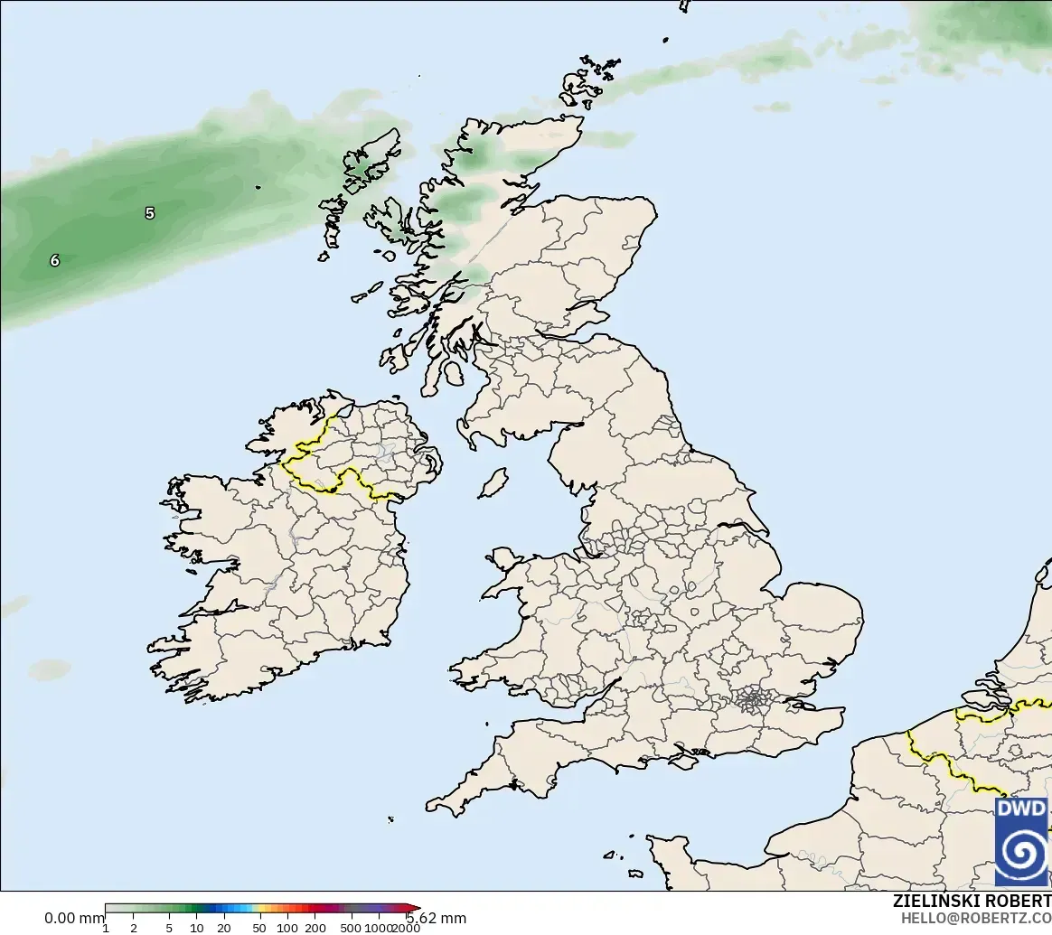 ICON modelo - United Kingdom, Precipitation Accumulation
