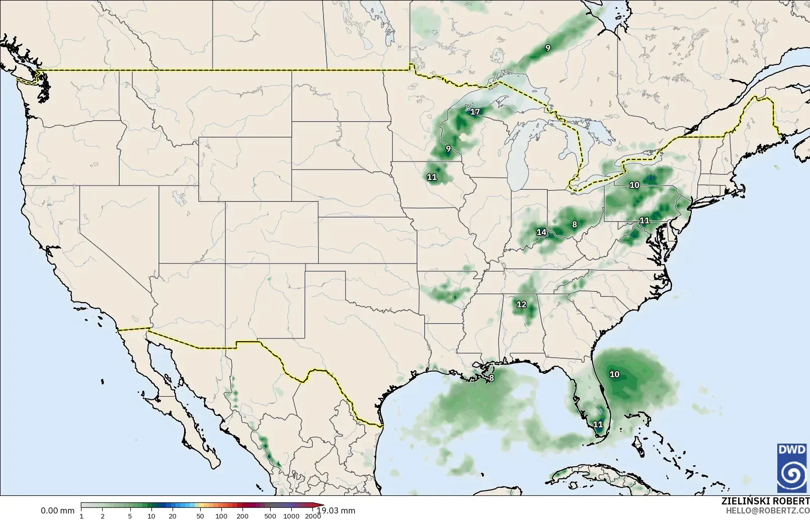 ICON modelo - United States, Precipitation Accumulation