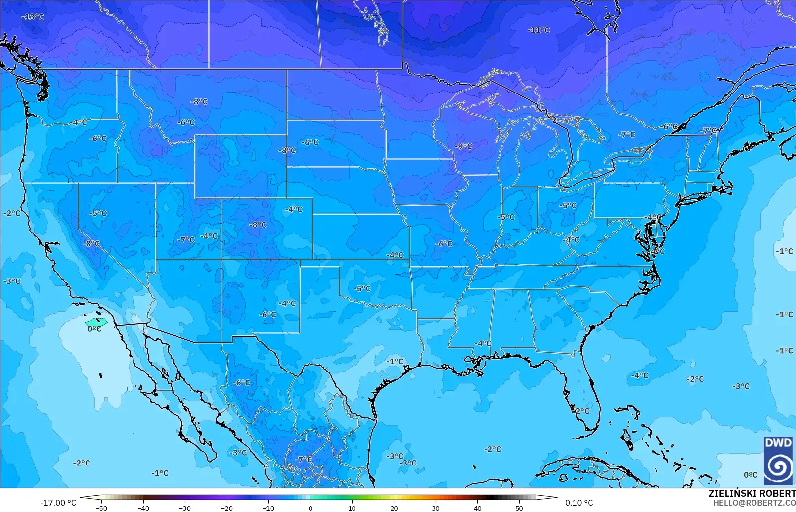 ICON modelo - United States, Temperature at 500hPa
