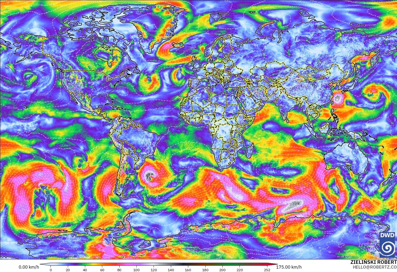 ICON modelo - World, Wind Gusts