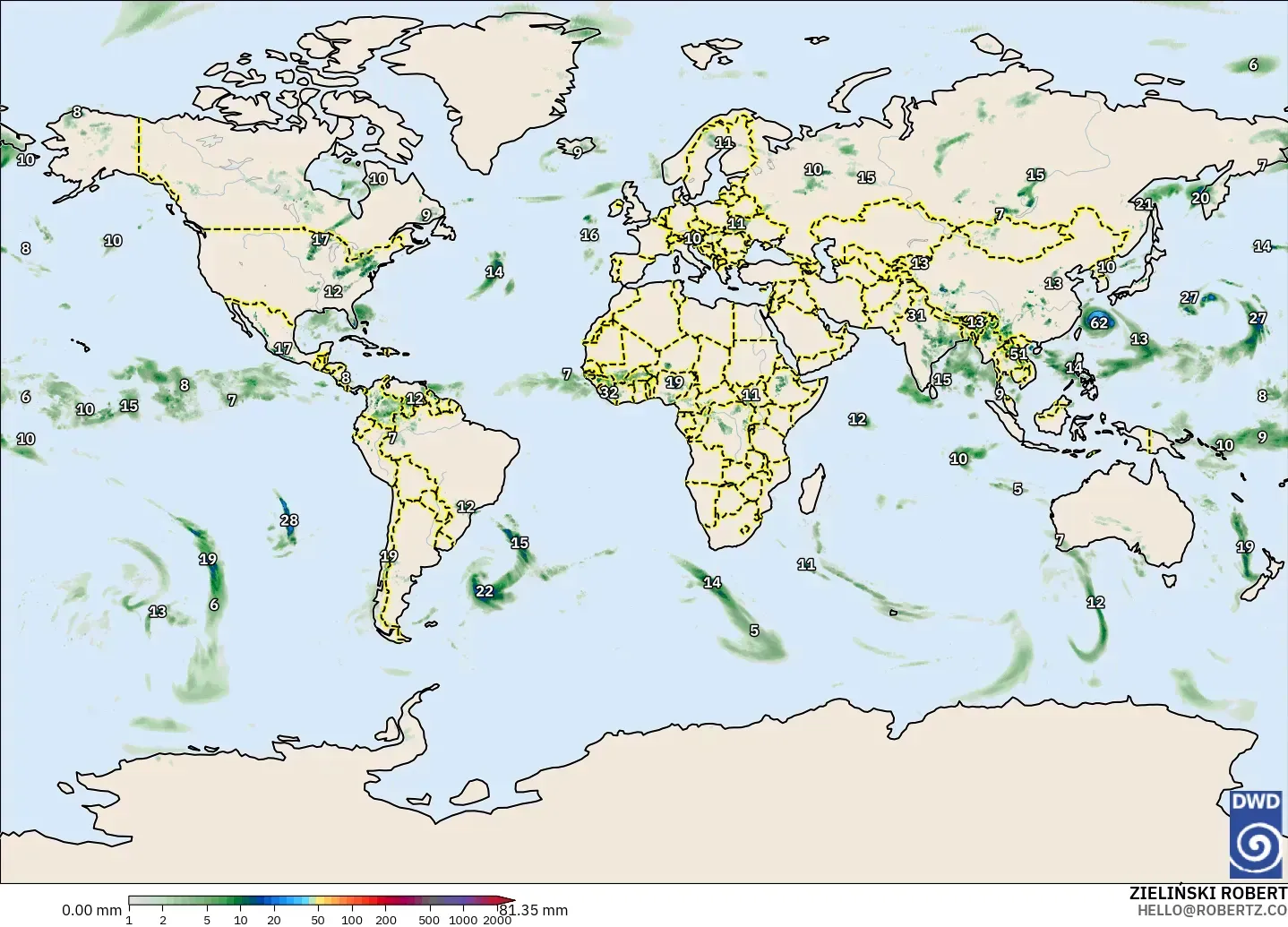 ICON modelo - World, Precipitation Accumulation